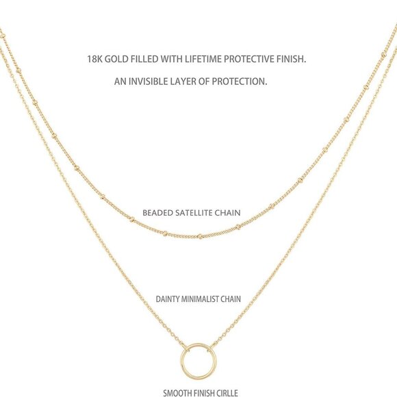 Layered Heart Necklace Pendant Handmade 18k Gold Plated Dainty Gold Choker Arrow - Picture 2 of 7